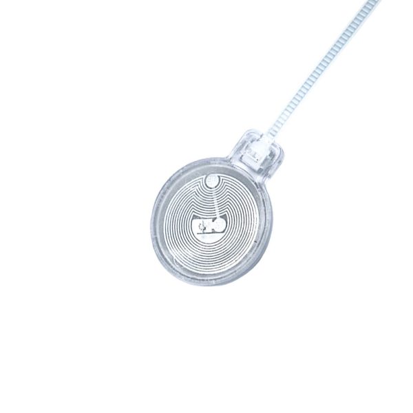 High-frequency RFID cable tie tag using NXP NTAG 213 chip for secure and fast tagging.