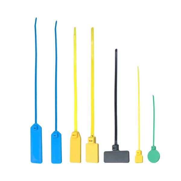 Overview of various ABS and nylon cable tie tag models in one image