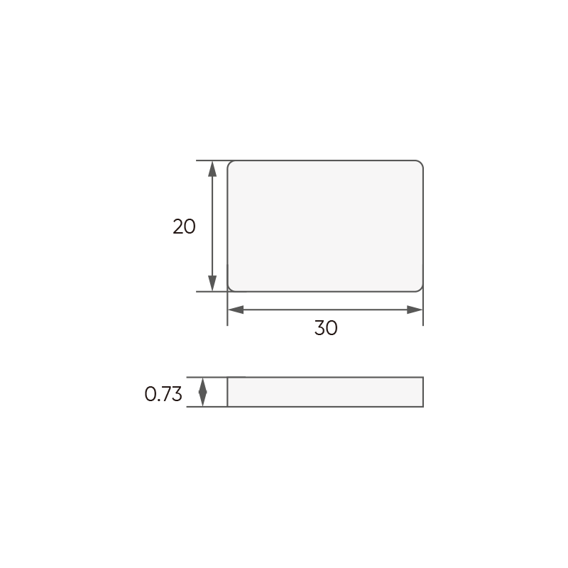 HF RFID PET 标签尺寸：30 × 20 × 0.73 mm