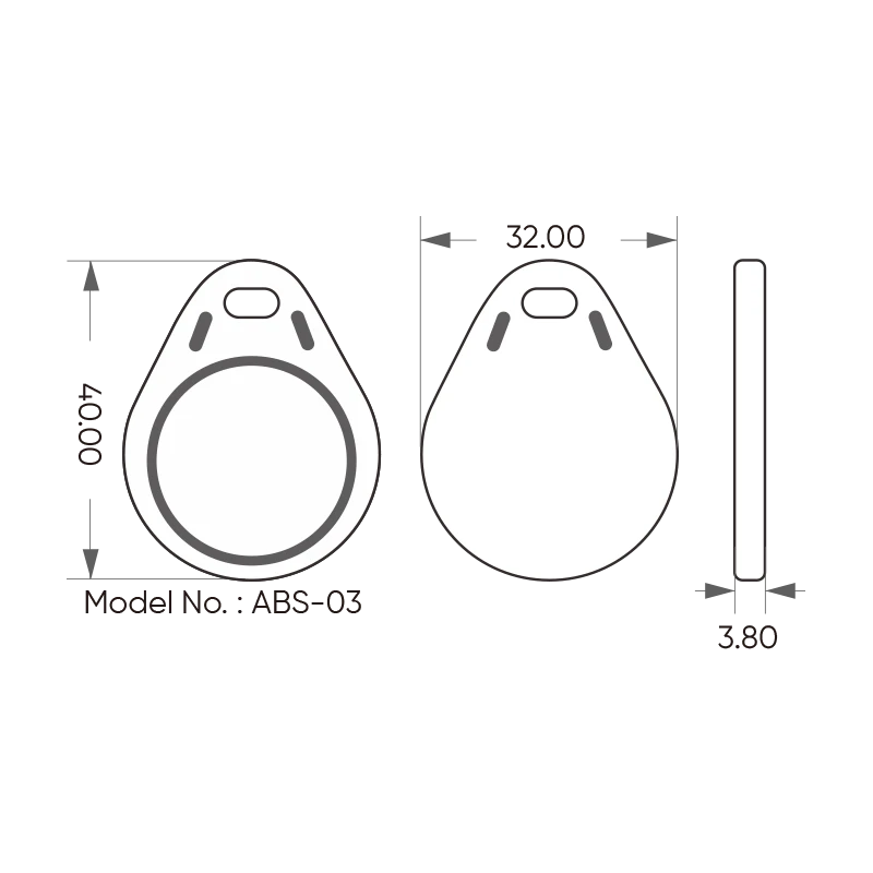 RFID Key Fob ABS-03-1 ABS‑03 key fob size diagram