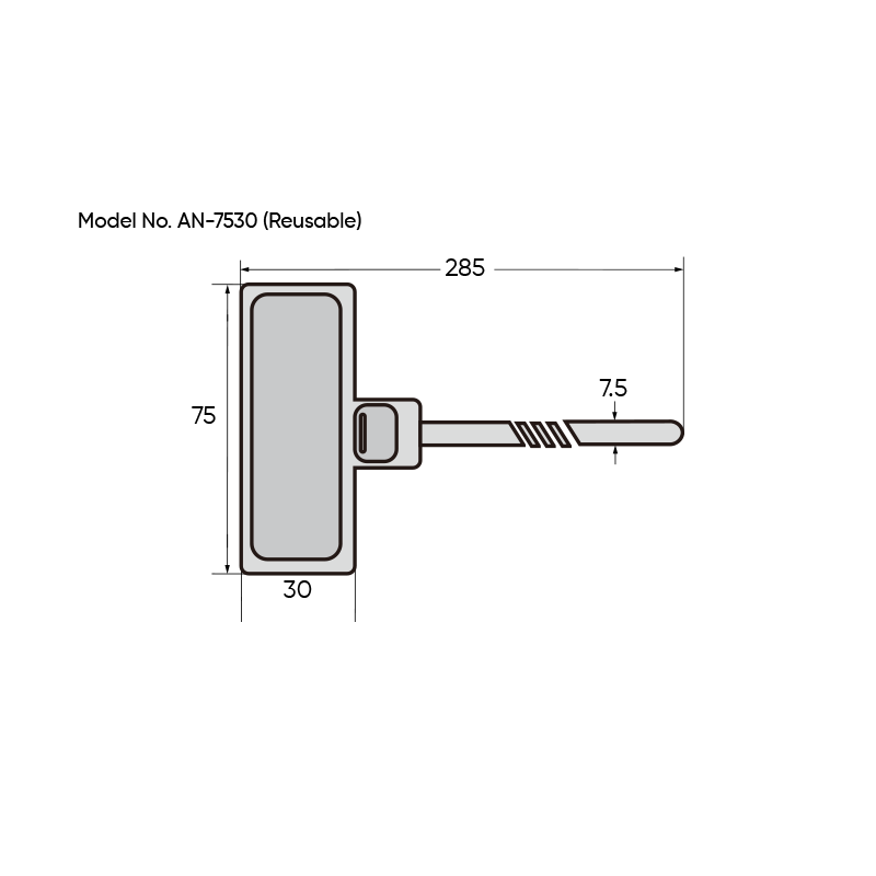 UHF-RFID-Cable-Tie-Tag-ABS-and-Nylon-NXP-UCODE-8-RSCT-U8-AN-7530-1 UHF RFID Cable Tie Tag AN-7530 – Size Diagram