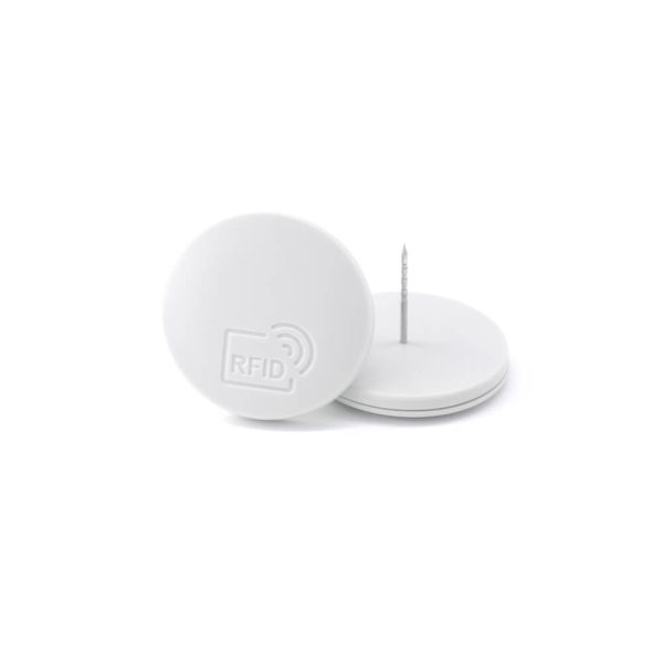 Front view of the ABS UHF RFID Pin Tag featuring the Impinj Monza R6-P chip