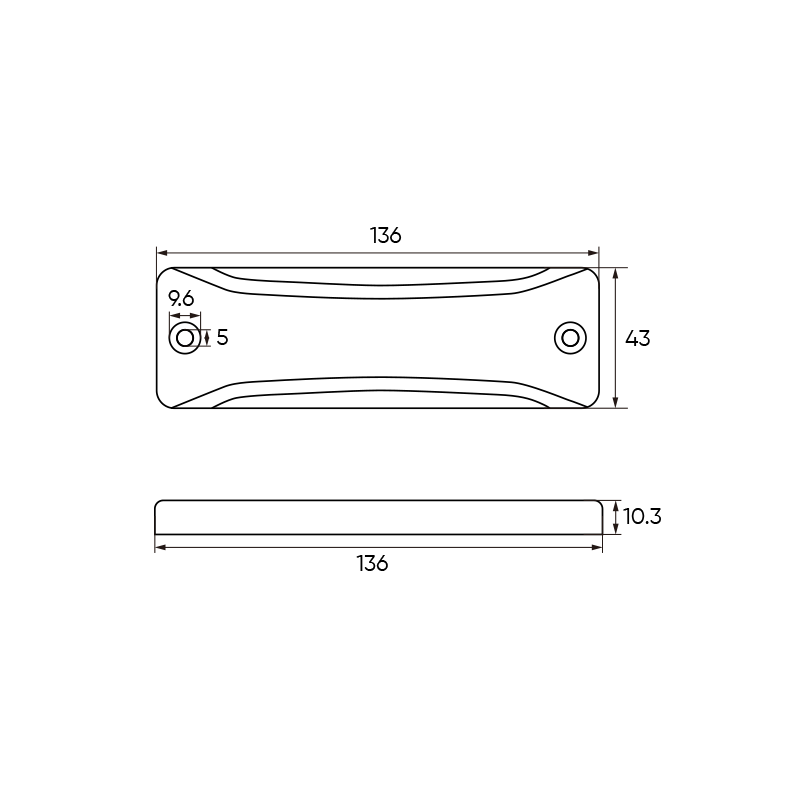 UHF RFID Tag - Long-Range On-Metal - Industrial-grade plastic - Impinj Monza 4QT - 136 43 10.3 mm